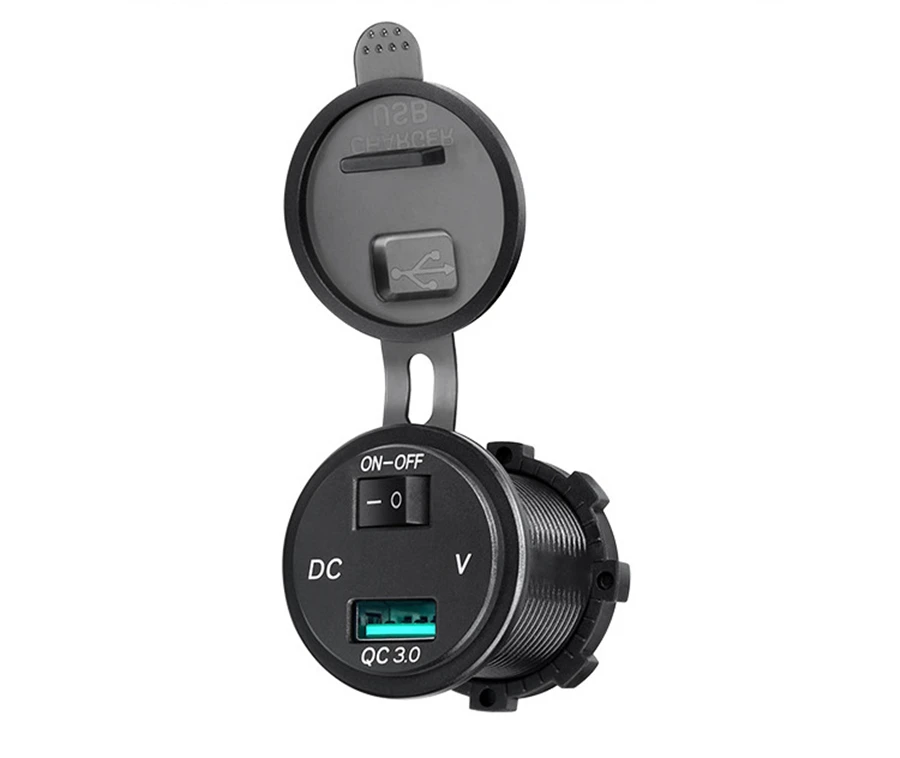 QC 3.0 USB Charger Socket Power Outlet Car USB Charger Output DC 5V 3.6A, 9V 2.1A, 12V 1.5A LED Voltmeter for Boat Motorcycle