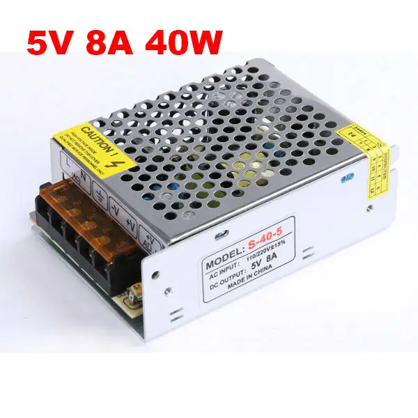 DC 5V 8A 40W switching mode LED Power Supply 5v 40w led driver 40w,Aluminum AC110V 220V to 5v lighting transformer for led light