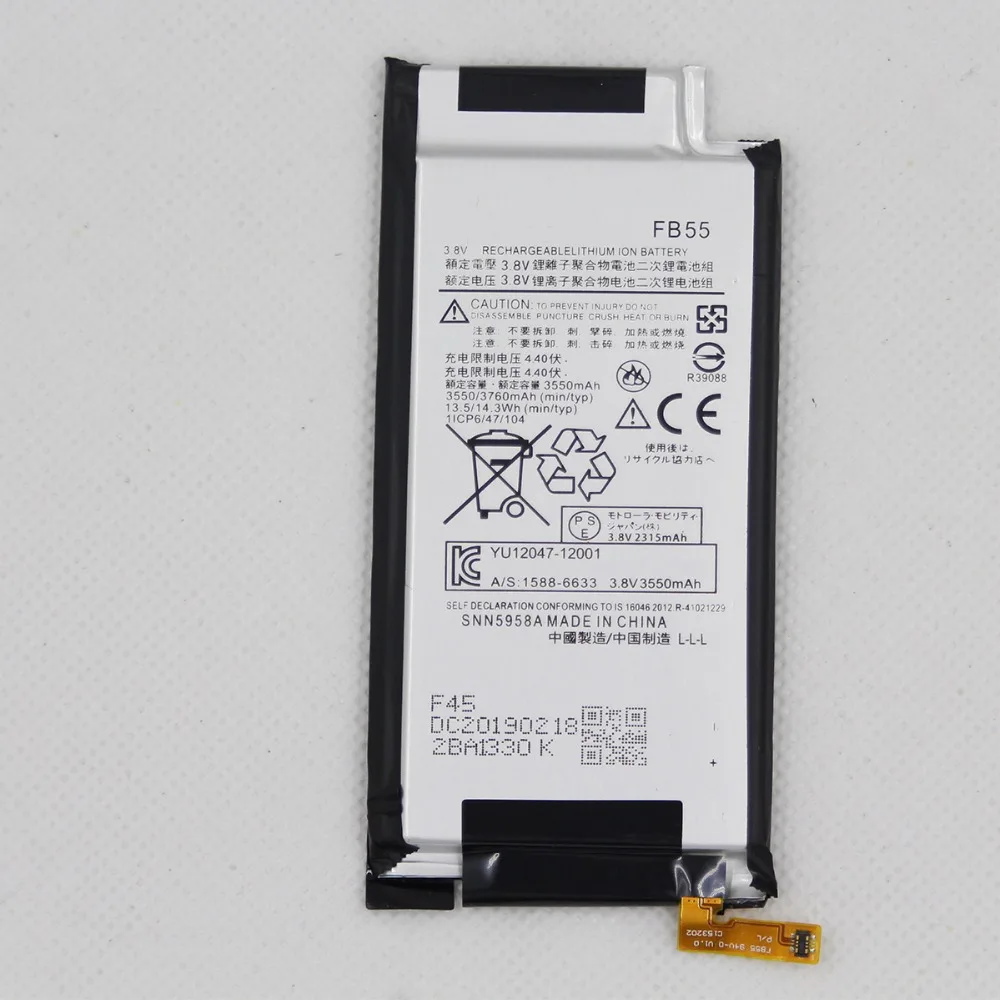 Imagem -04 - Driod 10 Peças Lote Fb55 Bateria do Telefone para Motorola Moto Turbo Xt1585 Xt1581 Xt1580 Moto x Força Móvel 3550mah Bateria Interna