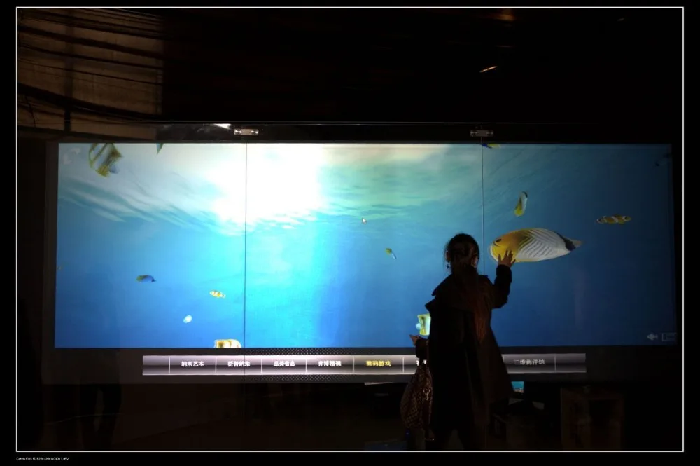 80 inch dual interactive touch screen foil Film through glass window shop / 2 points touch film side Tail