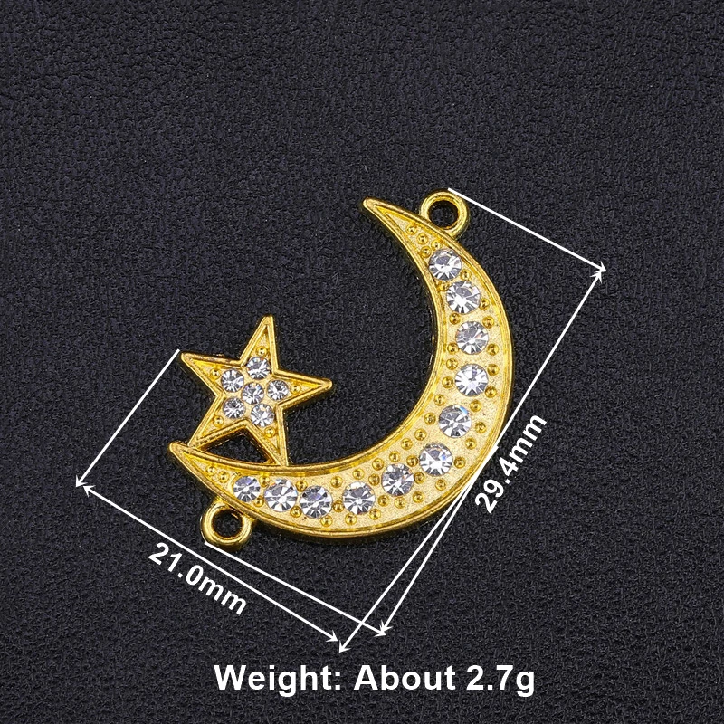 Juya DIY Islamic Jewelry Accessories Gold/Silver Color Crescent Allah Moon Star Connectors For Muslim Jewelry Making