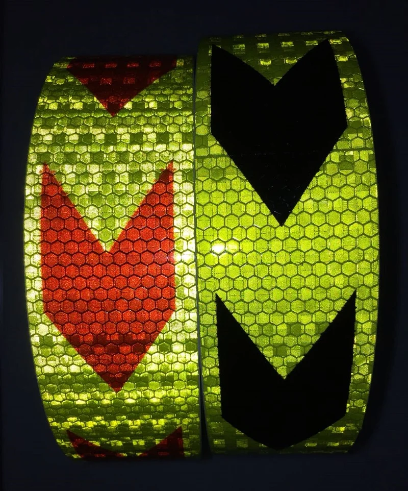 5cm x 3m selbst klebender fluor zieren der gelb roter Pfeil reflektieren der Klebeband-Warn aufkleber – Detail 3