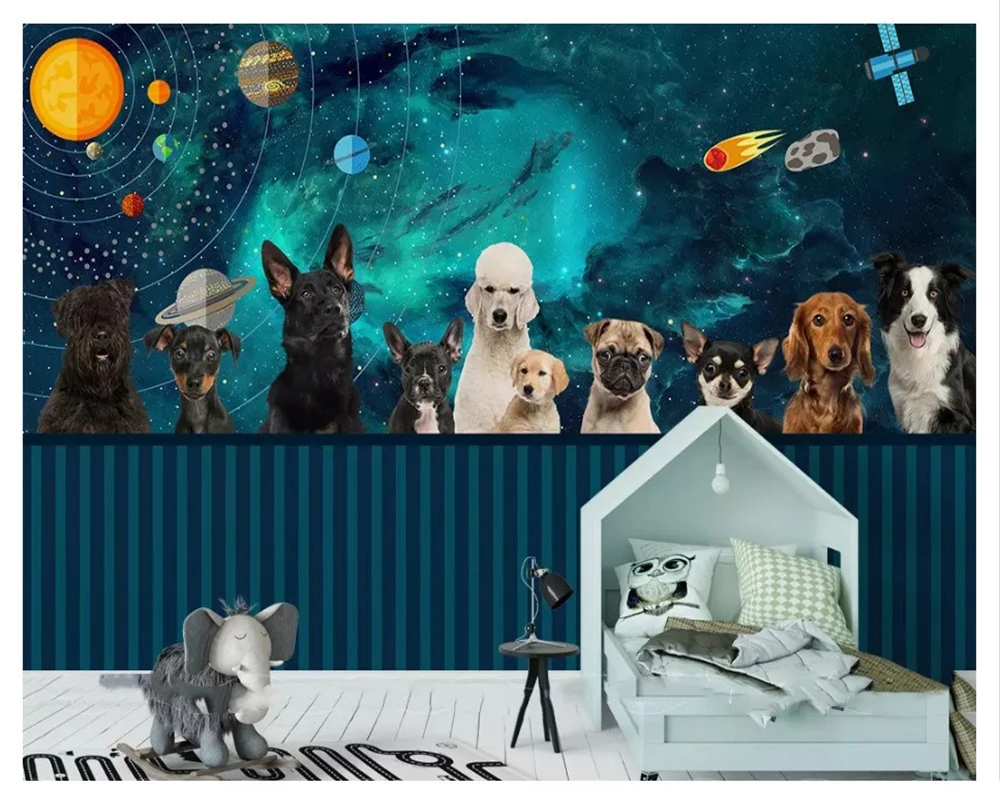 

beibehang wall papers home decor Modern minimalist Nordic cute animal personality children's room cafe background 3d wallpaper