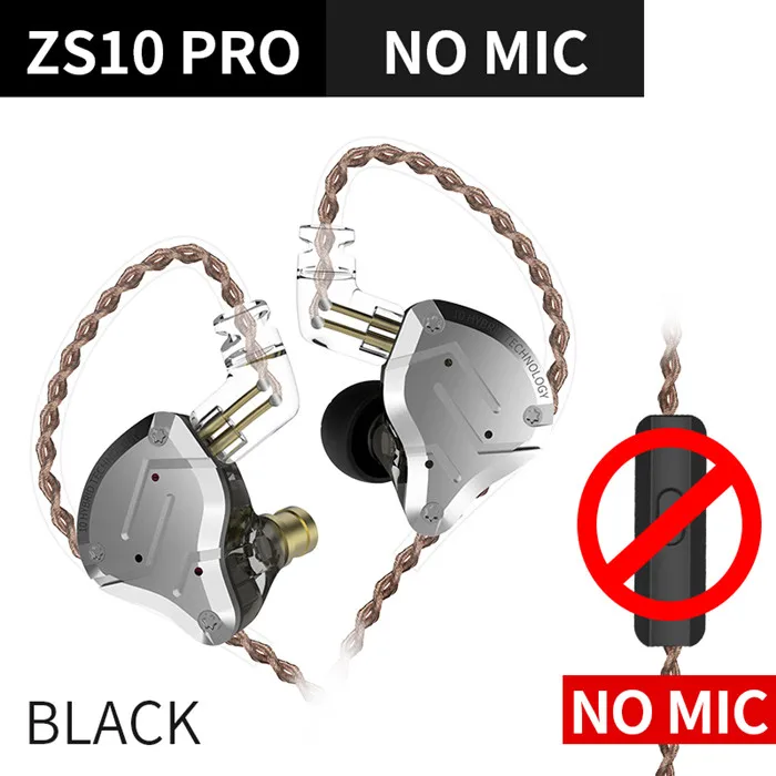 KZ ZS10 Pro Ruisonderdrukkende oortelefoon 4BA + 1DD Hybride 10 drivereenheden HIFI Bass-oordopjes in-ear monitor Metalen headset