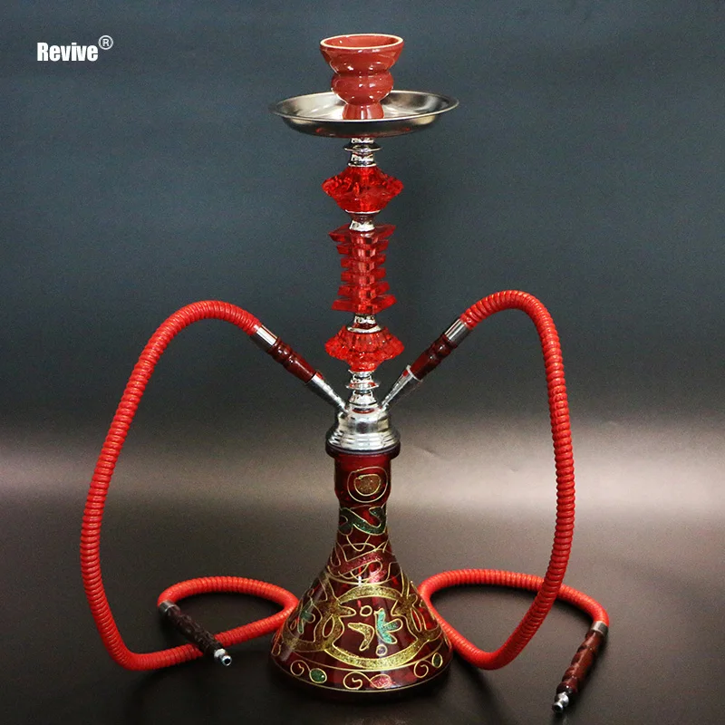 

Glass Base Hookah Complete Set Red Shisha Smoking Chicha Alloy Stem Nargile Ceramic Bowl 2 Hoses Narguile Water Pipe