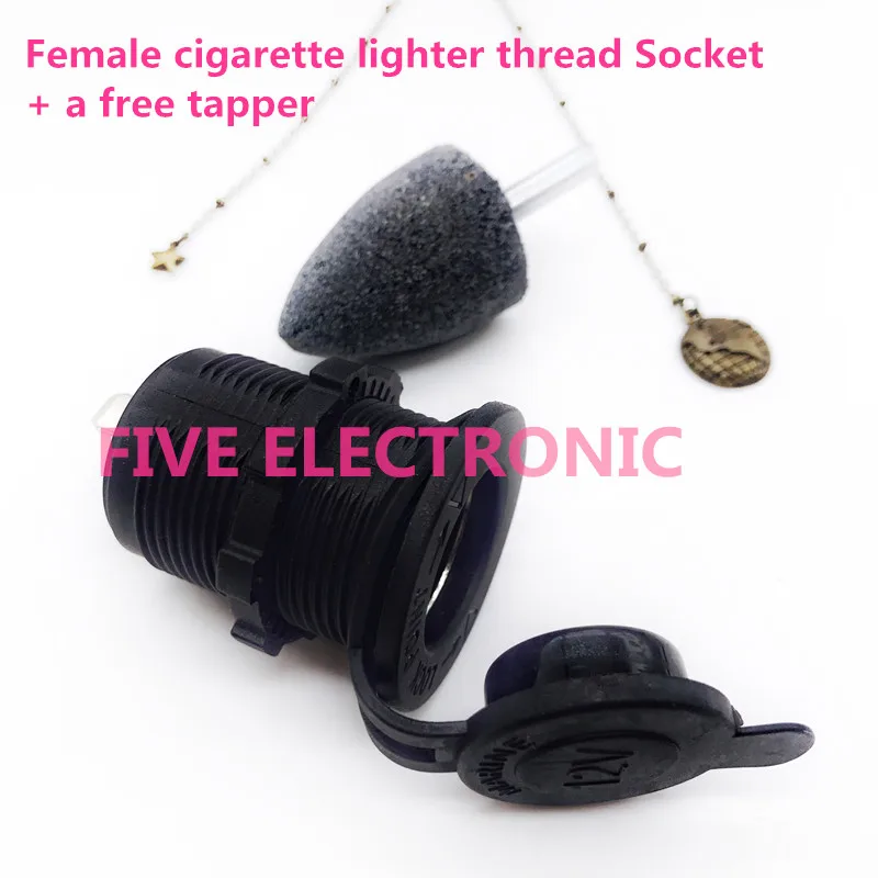 

Female Connector Car cigarette lighter thread Socket Plug Series, Dual USB Socket .Universal: 12-24V. a Free Tapper for you.