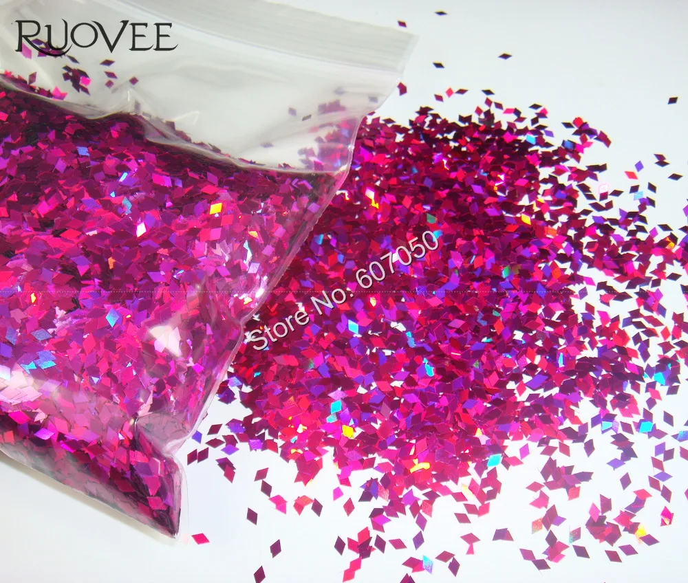 Laser Holographic Purple-red 2MM Chunky Rhombus Nail Glitter Diamond-Shape Sequin Paillette Spangle for DIY Manicure Makeup Deco