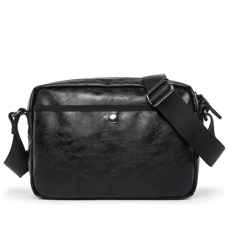 Bolso de mensajero de cuero PU para hombre, bandolera de viaje para ocio, bolso de hombro cruzado, bolso negro, XA1C