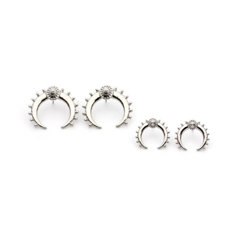 New Punk Half Moon Studs Earrings For Women Chunky Alloy Crescent Pendant Post Earrings Fashion Jewelry Pendientes Moon Earrings