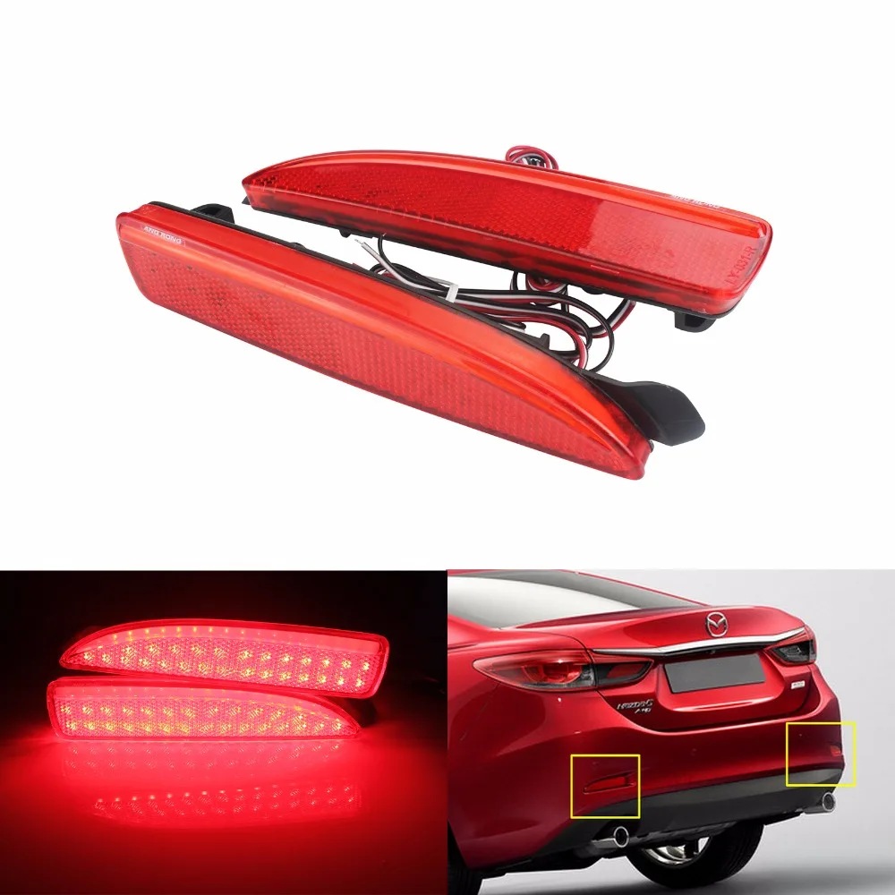 ANGRONG 2x Rear Bumper Reflector Red Lens Cover Tail Stop Brake Light lamps For Mazda 2 DY, Mazda 3 Axela, Mazda 5 CR19, 6 Atenz