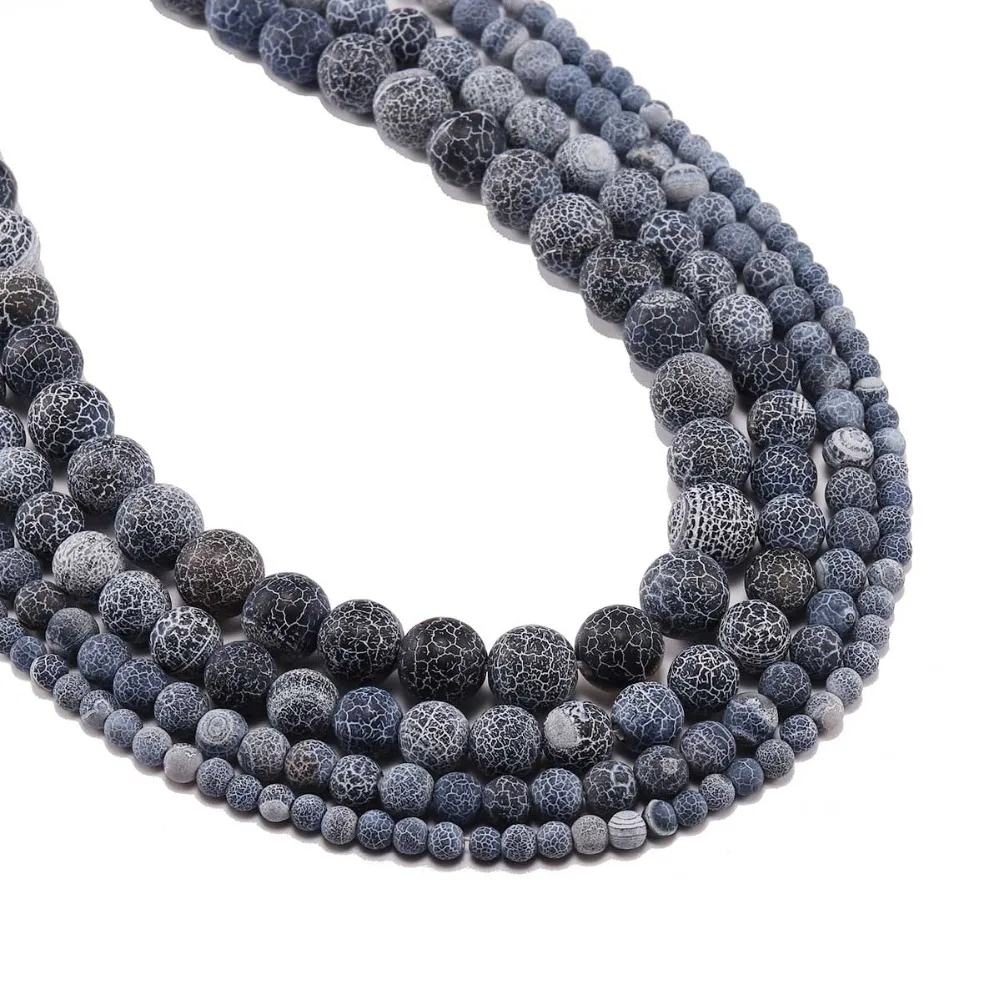 1strand/lot 4 6 8 10 12 mm Weathering Natural Stone Frost Crab Agates Round Spacer Bead For Jewelry Making DIY Necklace Bracelet image 3