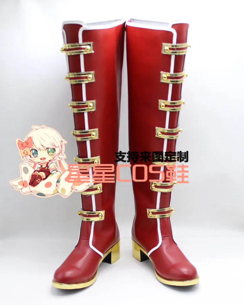 

LoveLive! Love Live Valentine Ver Hoshizora Rin Red Long Cosplay Shoes Boots X002