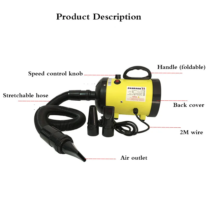 2800W Pet Blowing Machine Mute High Power Hair Dryer Professional Big Dogs And Cats Blow Drier Dedicated Non-crane Style EU Plug