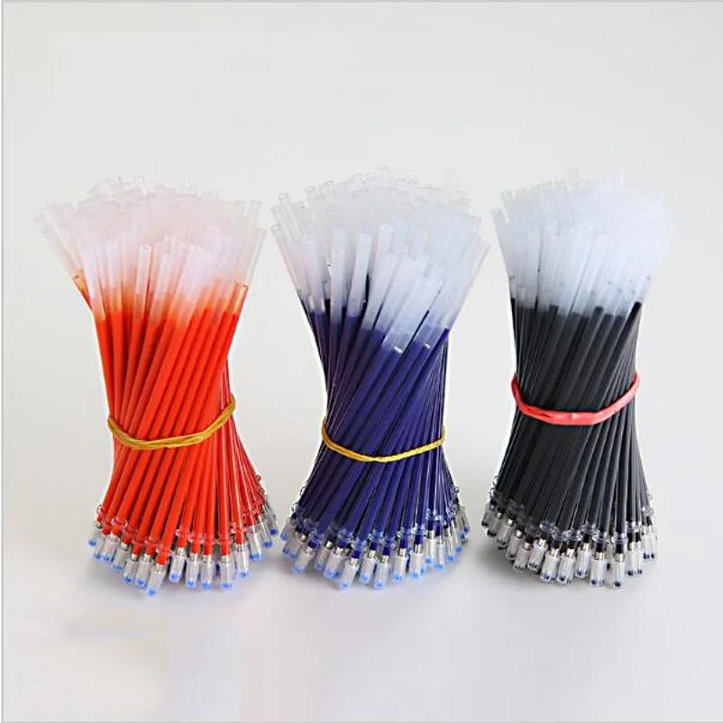 Jonvon Satone 100pcs Neutral Ink Gel Pen Refill Pen Stationery Good Quality Refills Black Blue Red Bullet Refill Office Supplies