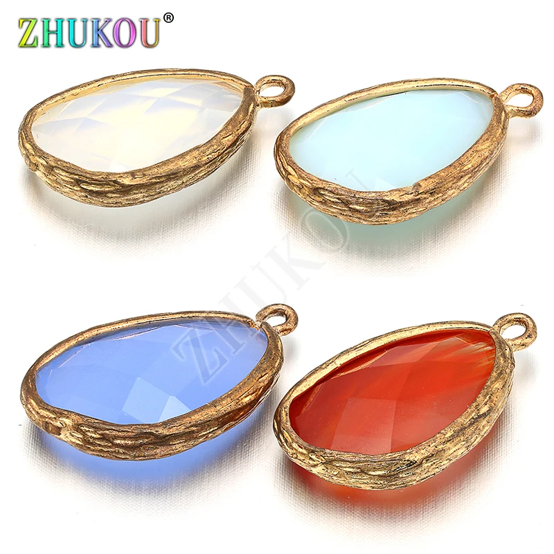 13x23mm Brass Cubic Zirconia Charms Pendant, Mixed Color, Hole: 1.5mm, Model: VD259