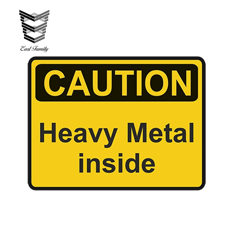 

EARLFAMILY 13cm X 13cm Car Styling Waterproof Caution Heavy Metal Inside Warning Decal Bumper Danger Loud Music Car Sticker
