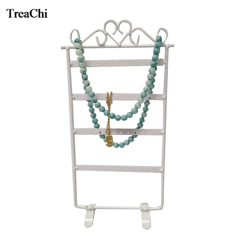 Fine 48 Holes Metal Earrings Organizer Frame Iron Painted 4 Layer Jewelry Earring Stud Necklace Wall Holder 5 Colors Available