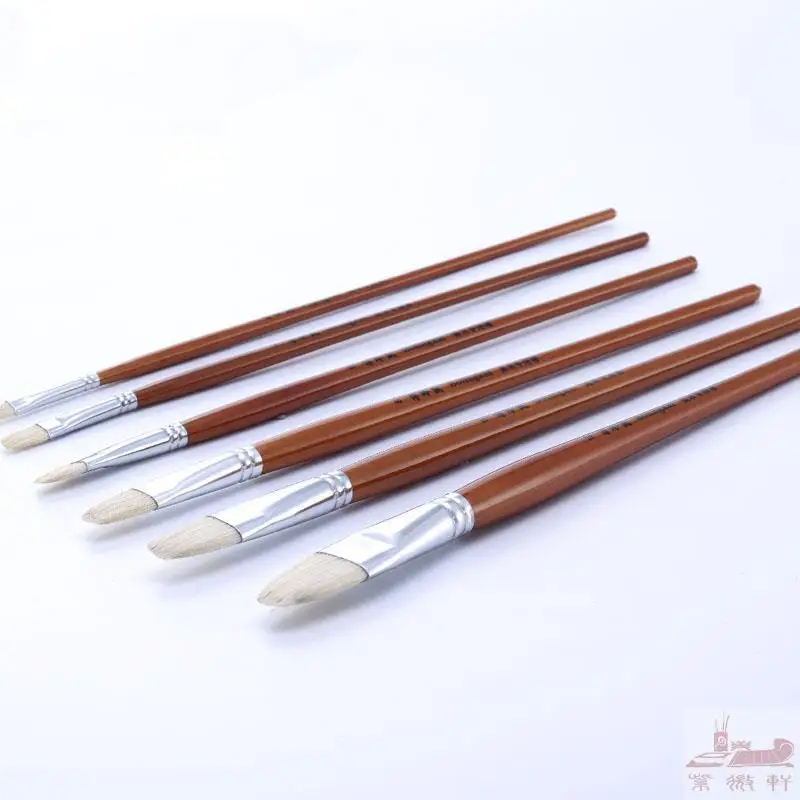 6Pcs/set High Quality pig bristle Wooden Handle water color brush Acrylic Paints Oil Paint Brush Artist Set Drawing Art Supplies