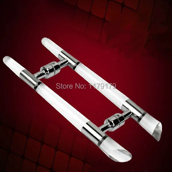 Fashion 430mm clear Crystal big gate handle stainless steel silver ktv  Office hotel glass wood door pulls handles bathroom