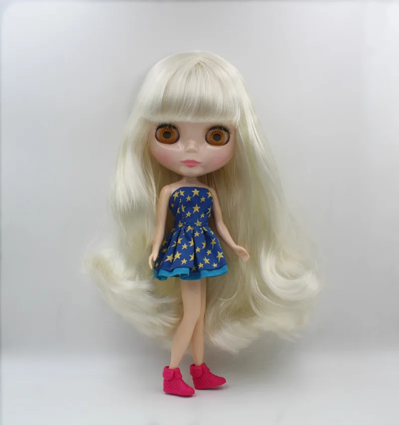 

Blygirl,Blyth doll,White bangs, curly hair, normal body, 7 joints, 1/6 dolls, 30cm, can be replaced