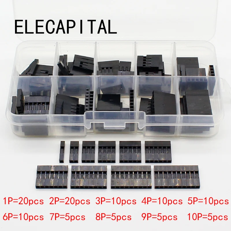 100pc Dupont sets Kit with box 1P/2P/3P/4P/5P/6P/7P/8P/9P/ 10Pin Housing Plastic Shell Terminal Jumper Wire Connector set