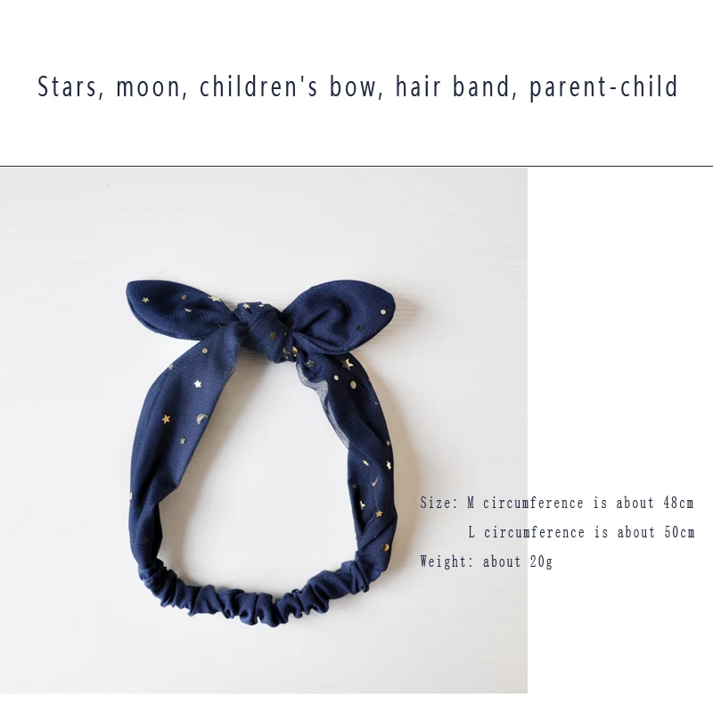 Cute Galaxy Baby Women Hairbands Rabbit Ears Stars Moon Yarn Parent-child Hair Holder Elastic Headband Girls Hair Accessories