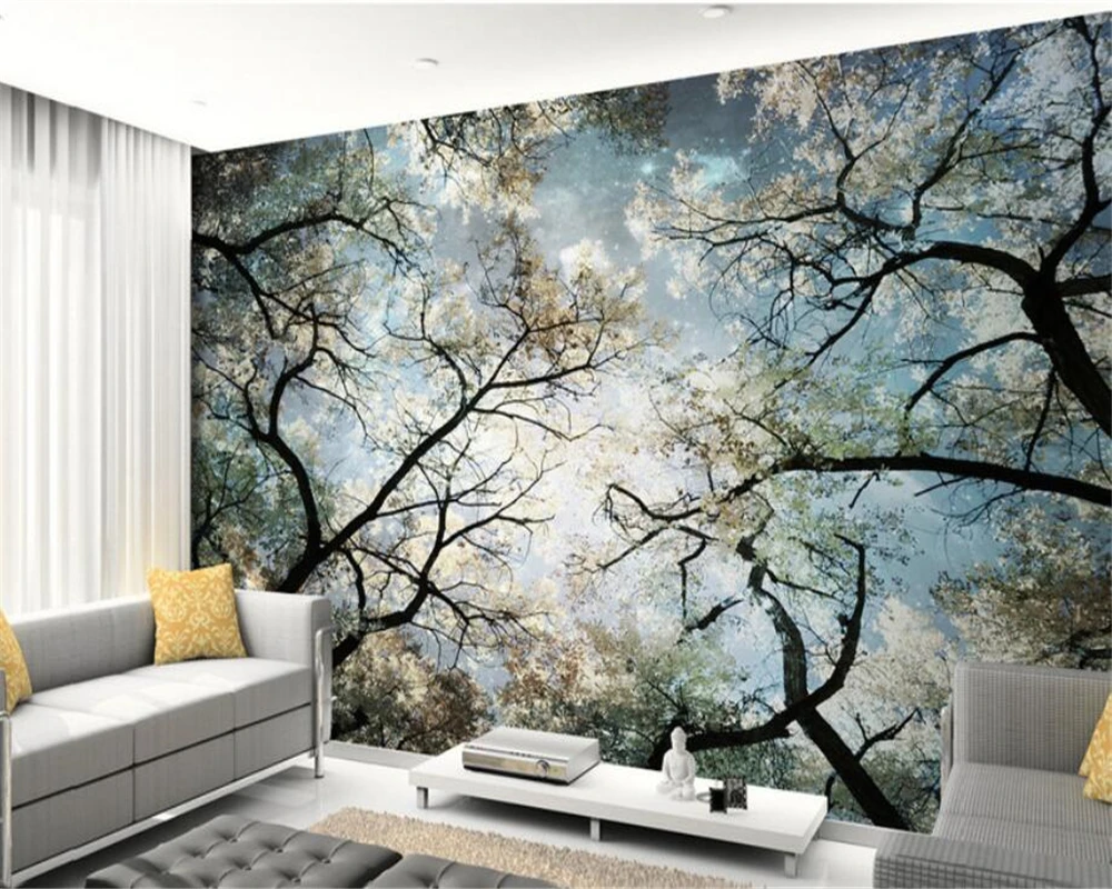 

beibehang Custom living room bedroom backdrop 3d wallpaper Nature landscape forest tree branches papel de parede 3d wallpaper