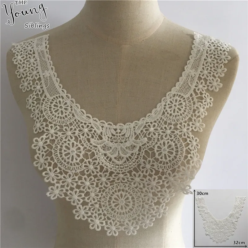 New arrive White Lace Collar Embroidery Applique Neckline Lace Collar Embellishments Trims Wedding Dress Accessories YL1762