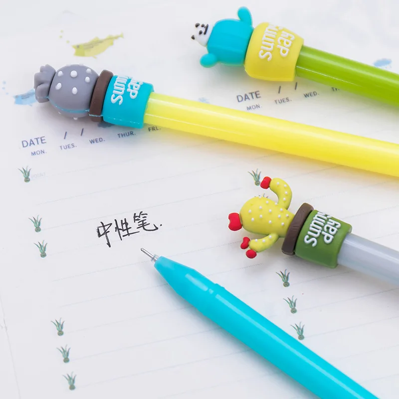 20 Pcs Creative Cactus Potted Gel Ink Water Singed Pen/Cute Stationery/Children Gift/School&Office Supplier