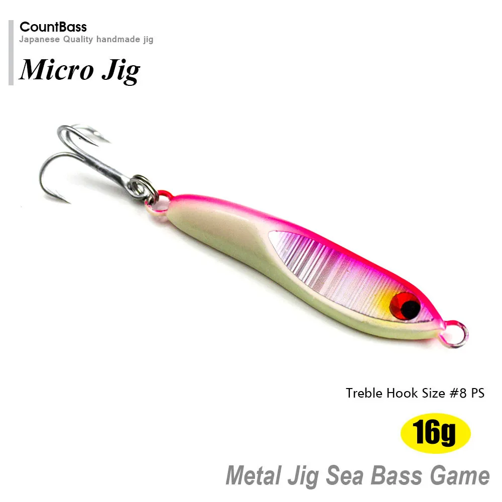 Count bass 3pcs 16g 0,6 oz Glow Sea Bass Jig mit Drillings haken, Micro Jigging Angel köder, Mini Metal Jig Angel köder – Detail 3