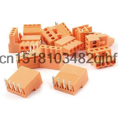 10 Set Orange 4 Pin 3.96mm Screw Pluggable Terminal Block Connector 300V 10A