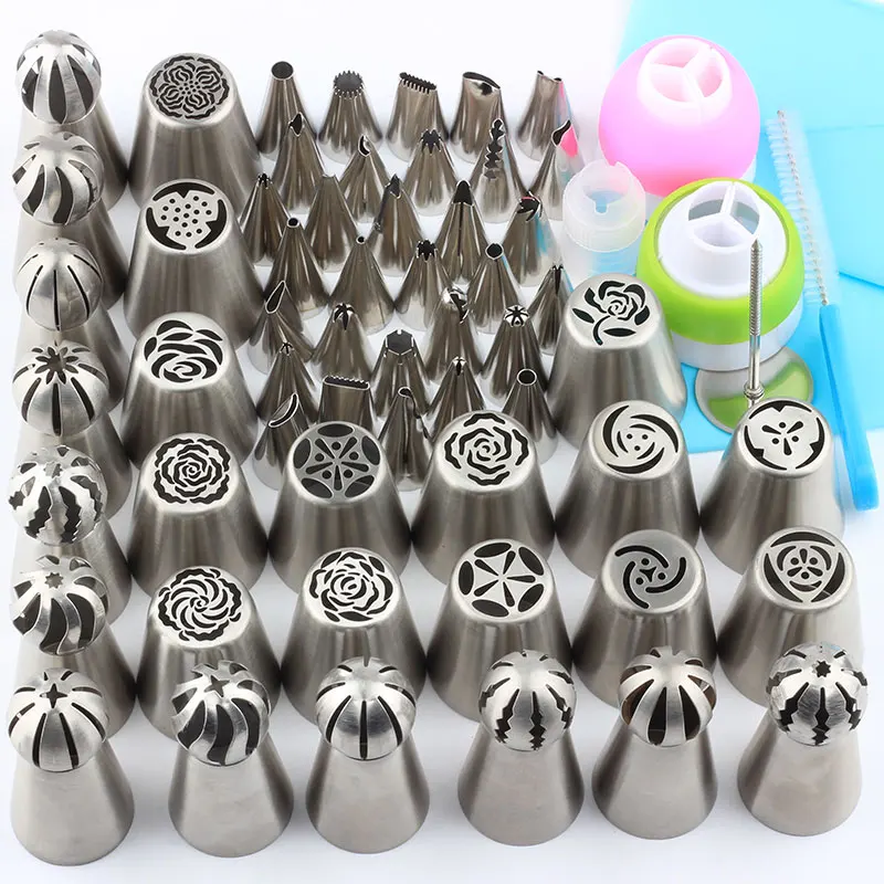 

65Pcs Flower Rose Icing Piping Nozzles Ball Sphere Pastry Tips Stainless Steel Pastry Nozzles Cake Decorating Tool Mould Set