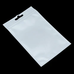 100PCS White / Clear Self Seal Zipper Plastic Packaging Pouches Bag Ziplock Zip Lock Storage Bag Retail Package With Hang Hole