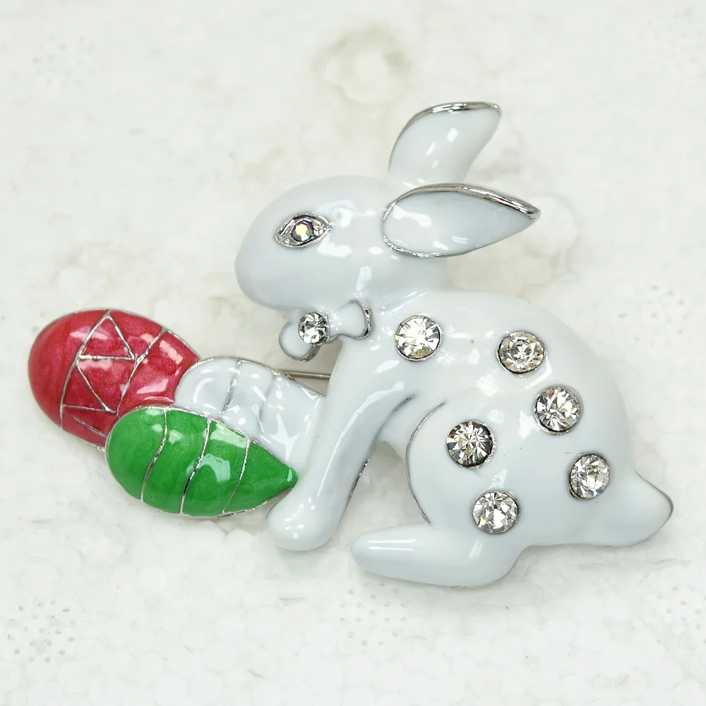 60pcs/lot Mixed Color (Can Notes Color) Wholesale Fashion Brooch Rhinestone Enameling Easter bunny Rabbit Pin brooches C101391