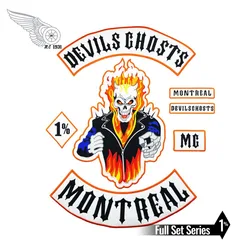 Set di toppe MC Motorcycle Club Devil Ricamo Toppe antincendio Ricamo personalizzato 1% Distintivo Distintivo da club Gilet da motociclista Ferro su grande