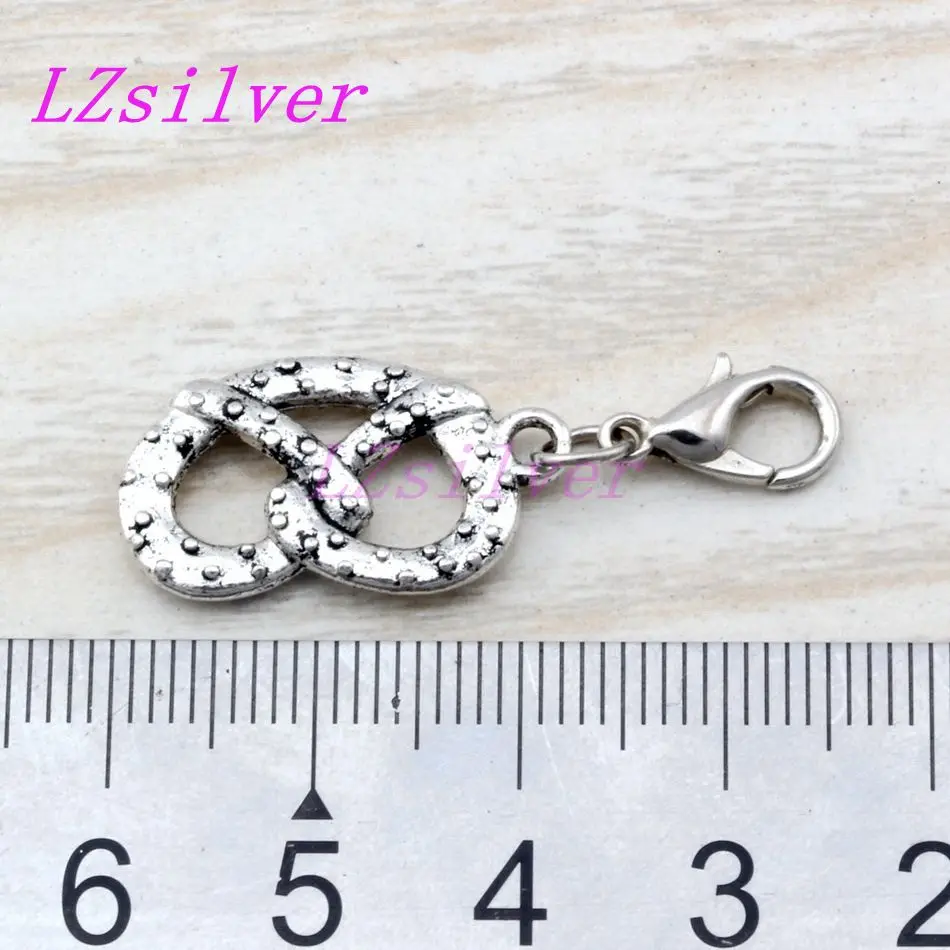 100Pcs Alloy Philadelphia Soft Pretzel FoodFloating Lobster Clasps Charm Pendant For Jewelry Making Necklace Findings  A-101b