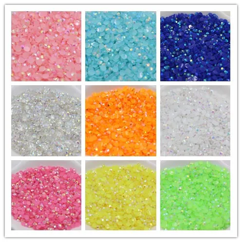 Free Shipping 1000Pcs/lot Size 5mm AB jelly Color resin rhinestone Half Round Flatback Beads DIY Decoration