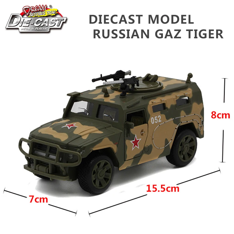 15CM 1/32 Scale Diecast Russian GAZ JMP-2 Tiger Military Model Army Car For Boys As Toys With Functions