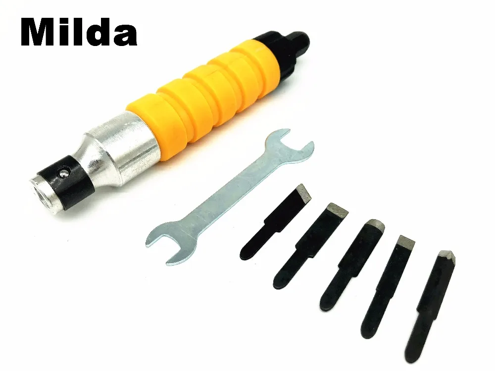 

Milda 1 Set Wood Chisel Carving Tool Set Chuck Attachment 5pcs Engraving head woodworking For Electric Drill Flexible Shaft