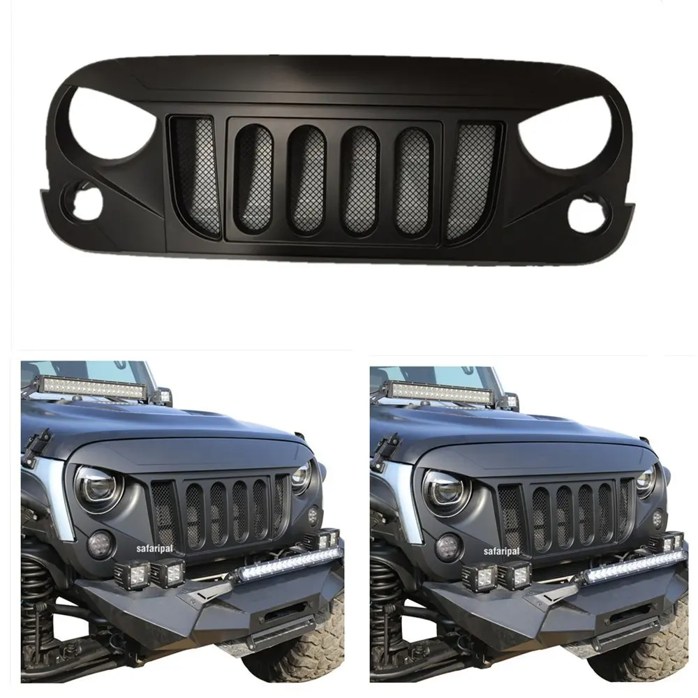 

Car Accessories Front Matte BlackTransformer Grille Grid Grill With Mesh Insert for jeep wrangler 2007-2017 Lantsun