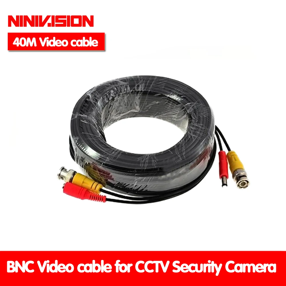 NINIVISION 40m cctv cable Video Power Cable high quality BNC + DC Connector for CCTV Security Cameras kit