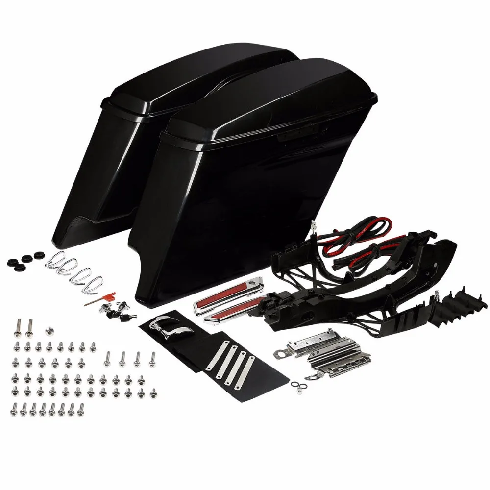 Motorcycle Extended Unpainted Saddlebags For Harley Touring Road King Road Glide Street Glide Electra 2014-2018