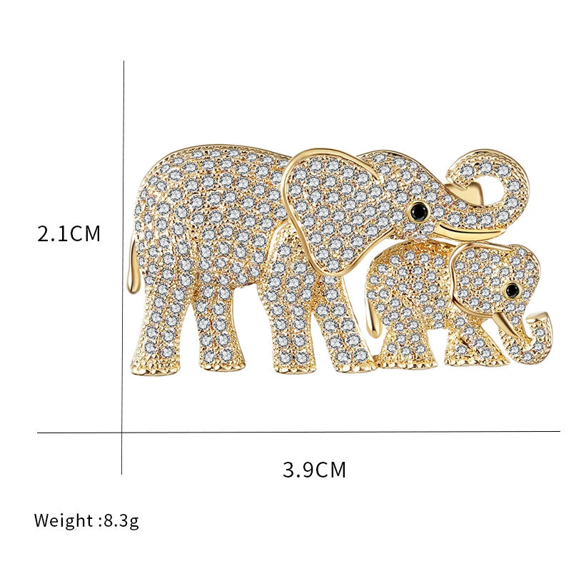 Lovely Elephants Zircon Brooches Pins Rhinestone Animal Brooch Elephant Baby & Mother Jewelry Brooches 2020 Mother's Day Gift image 6