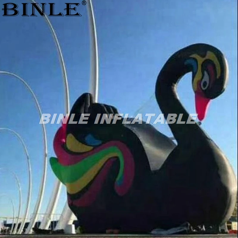 

2019 new arrival black giant inflatable swan model large inflatable animal balloon for display event decoration