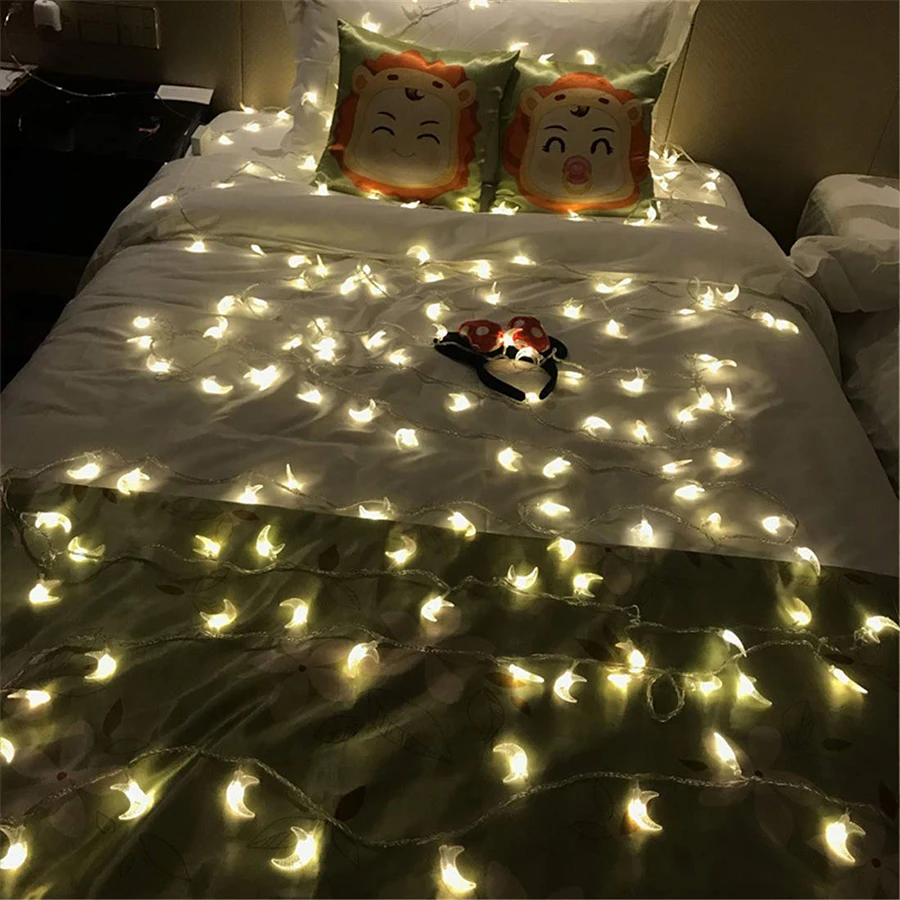 1.5M/3M/6M Moon shape LED String lights Holiday lighting Fairy Garland For Christmas Tree Wedding Party Ramadan Decoration image 6
