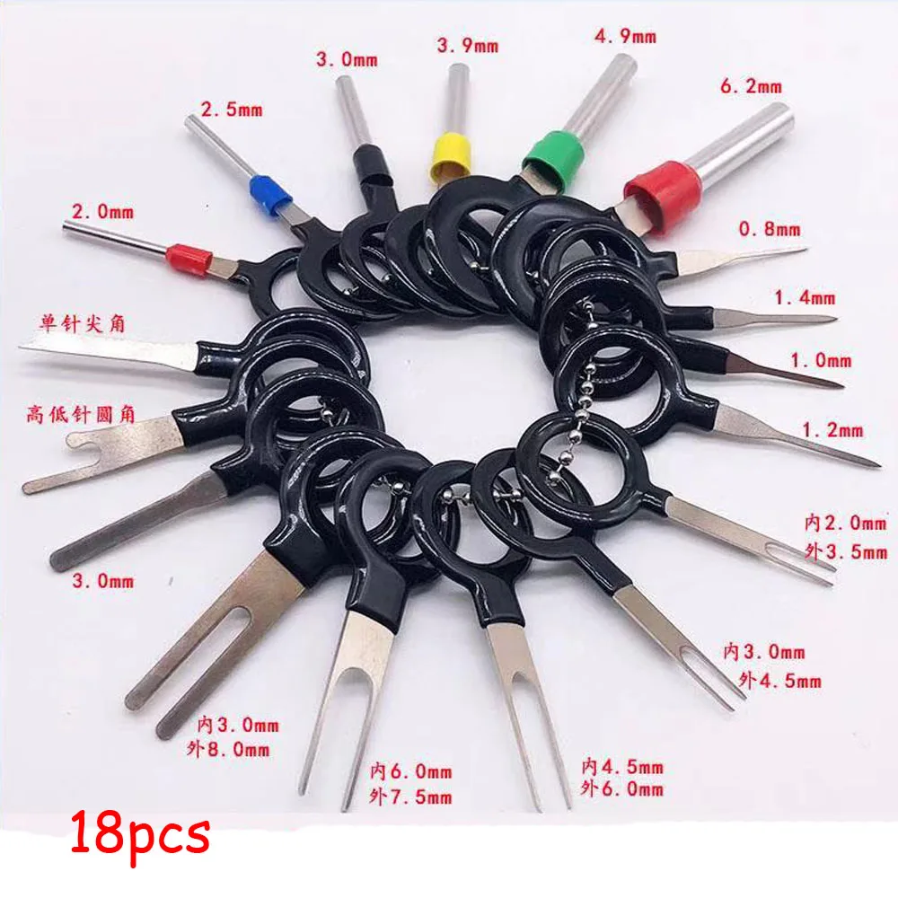 18pcs/lot Auto Car Plug Remove Tool Kit Circuit Board Wire Harness Terminal Extraction Pick Connector Crimp Pin Back Needle