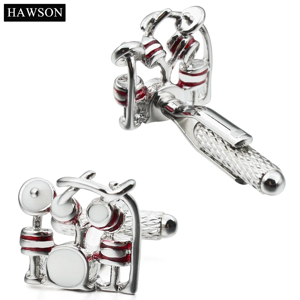 1 Pair Drum Shape Cufflinks for Men Interesting Enamel Jewelry Luxury Free Gift Box Super Quality