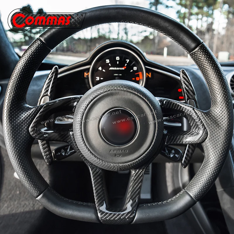 CSSYL NEW Carbon Fiber For McLaren Paddle Shifter Extensions MP4 -12c Bright Black Carbon Interiros Modification Car Styling