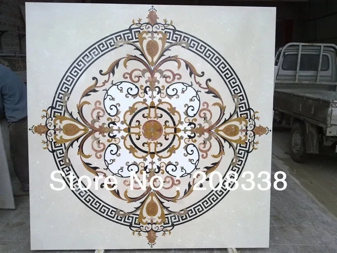 

waterjet marble medallion,luxury marble inlay medallion