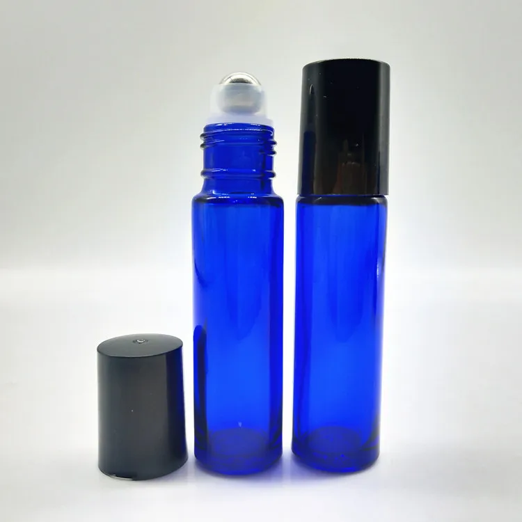 100pcs/lot 10ml Thick Glass Roll On Essential Oil Empty Perfume Sample Bottle 10cc Stainless Steel Roller Ball